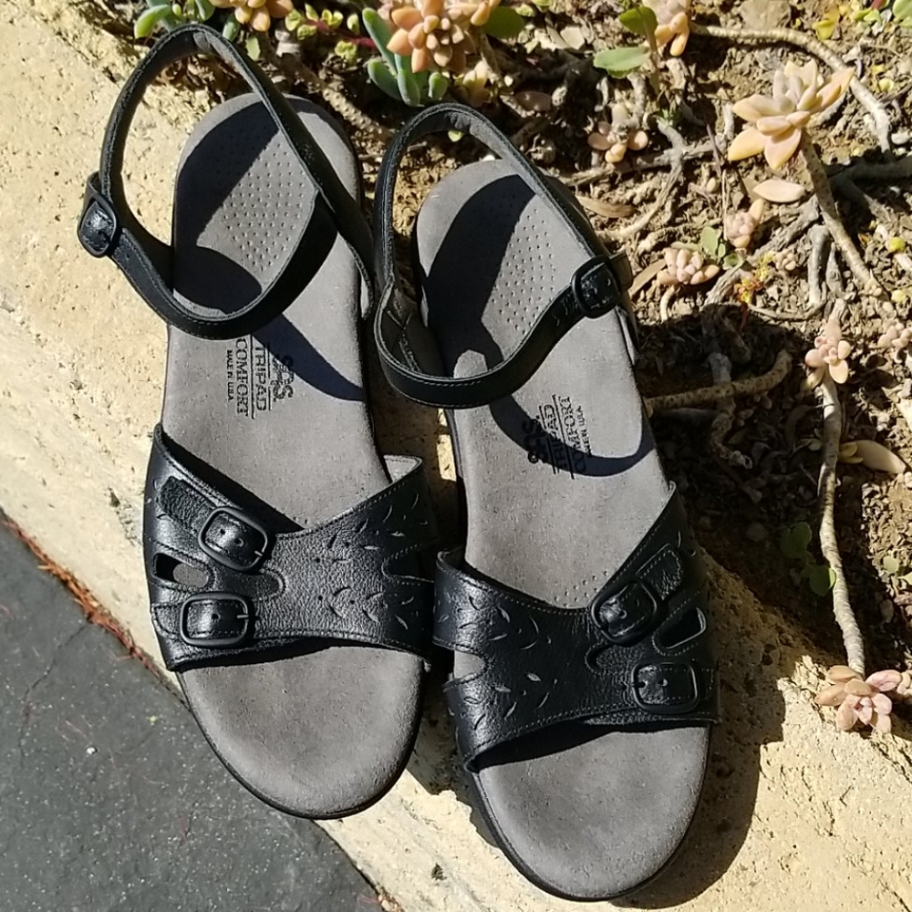 SAS Duo Black Quarter Strap Womens Sandal size 10S